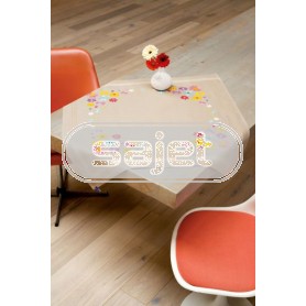 kreuzstichdecke fleurige bloemen, beige