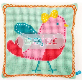 kreuzstichkissen lief!, roze vogel