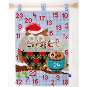 kreuzstichwandbehang kerstuil met kleine uil
