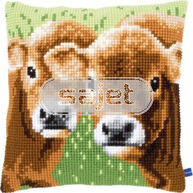 kreuzstichkissen kalfjes in de wei