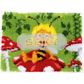 knüpfdecke maya de bij, op de paddestoel