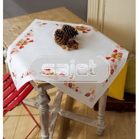 decke egel met paddestoelen, wit mit aida kante