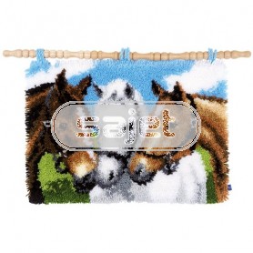 knüpfdecke drie paarden