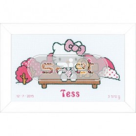 stickpackung hello kitty, geburt tess