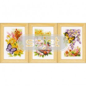 stickpackung vlinders met bloemen drieluik