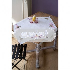 decke vlinders op paarse asters, wit mit aida kante