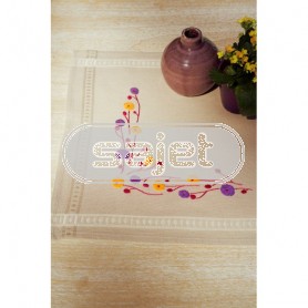 stielstichdecke speelse bloemen, beige