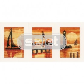 stickpackung glückwunschkarte (3 st.) zonsondergang