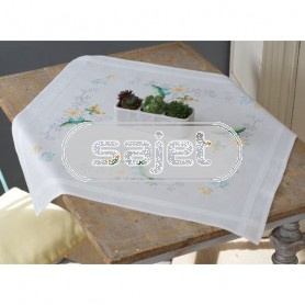 kreuzstichdecke vlinders met bloemen, wit