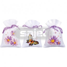 stickpackung kräutertütchen (3 st.) paarse asters en vlinder