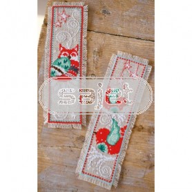 stickpackung lesezeichen (2 st.) uil en vogels in wintersfeer