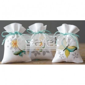 stickpackung kräutertütchen (3 st.) vlinders met bloemen