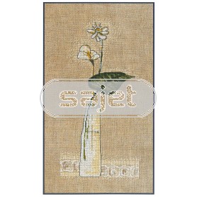 stickpackung witte bloemen op natuurlinnen (incl. kraaltjes)