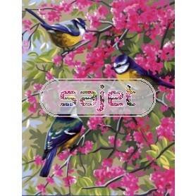 stramin koolmeesjes met bloemen-2