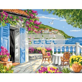 stramin zonnige dag op het terras