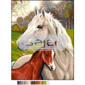 stramin + garnpaket, paard met veulen