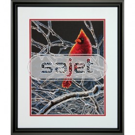 stickpackung kardinaalvogel in wintersfeer