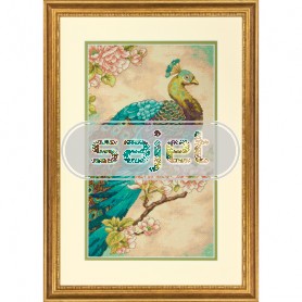 stickpackung indische pauw op bloesemtak