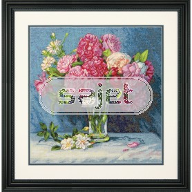 stickpackung stilleben, vaas met rozen