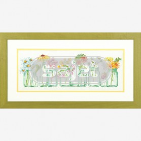 stickpackung bloemen in glazen flesjes/potjes