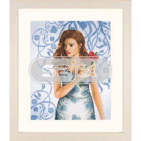 stickpackung dame in blauw