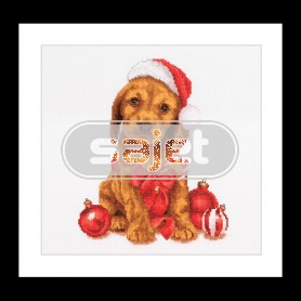 stickpackung puppy in kerstsfeer