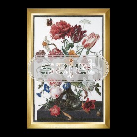 stickpackung jan davidsz, stilleben, bloemen in glazen vaas 