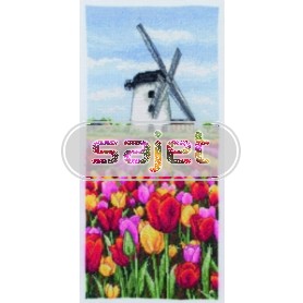 stickpackung hollandse tulpenvelden met molen