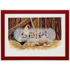 stickpackung haan, kip met kuikens