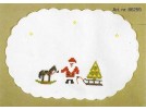 kreuzstichdeckchen kerstman met slee, wit