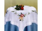 stielstichdecke kerstklokken met kerstroos, wit
