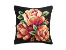 kreuzstichkissen oranje rozen op zwart