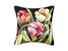 kreuzstichkissen tulpen op zwart