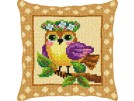 kreuzstichkissen vogel met bloemenkroon