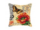 kreuzstichkissen papaver met vlinder