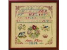 stickpackung sampler, biedermeier, anno 1859