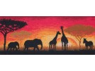 stickpackung savanne bij zonsondergang