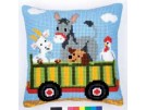 kreuzstichkissen bauernhof, tractor-kar met dieren-2