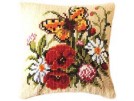kreuzstichkissen bloemen met vlinder