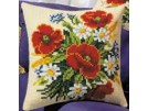 kreuzstichkissen klaprozen met bloemen