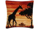 kreuzstichkissen giraffe bij zonsondergang