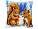 kreuzstichkissen eekhoorns in wintersfeer