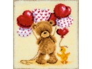 knüpfdecke popcorn bear met hartballonnen