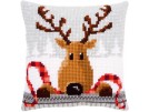 kreuzstichkissen rendier in wintersfeer