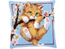 kreuzstichkissen poes hangend aan tak