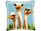 kreuzstichkissen struisvogels