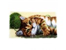 knüpfdecke poes spelend met bol wol