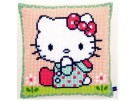 kreuzstichkissen hello kitty, in het gras