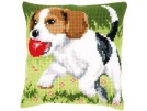kreuzstichkissen spelende hond