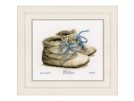 stickpackung babyschoentjes, geburt (incl. blauw/rose garn)
